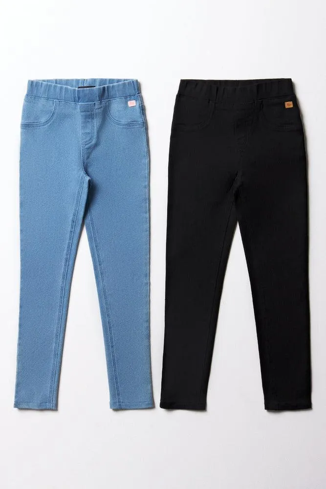 2 Pack Jeggings Black & Blue
