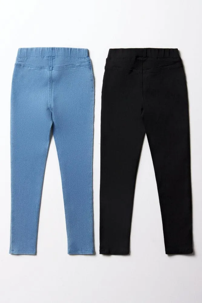 2 Pack Jeggings Black & Blue