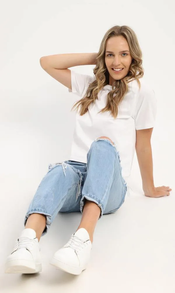 94673 Comfy Solid Slip On T-Shirt - White