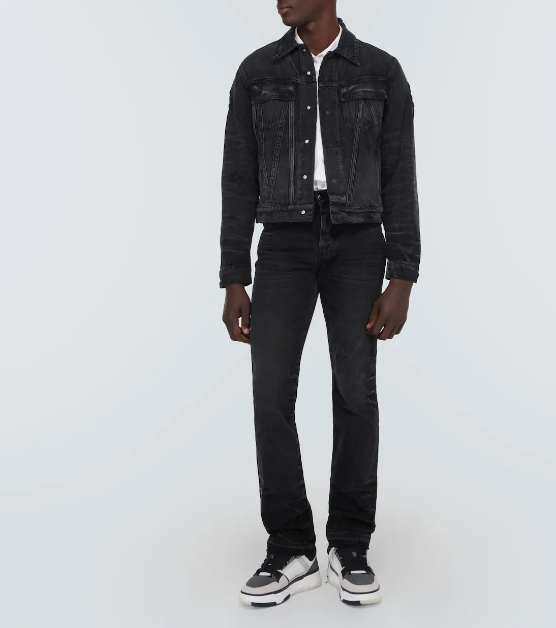 Amiri distressed straight jeans, black