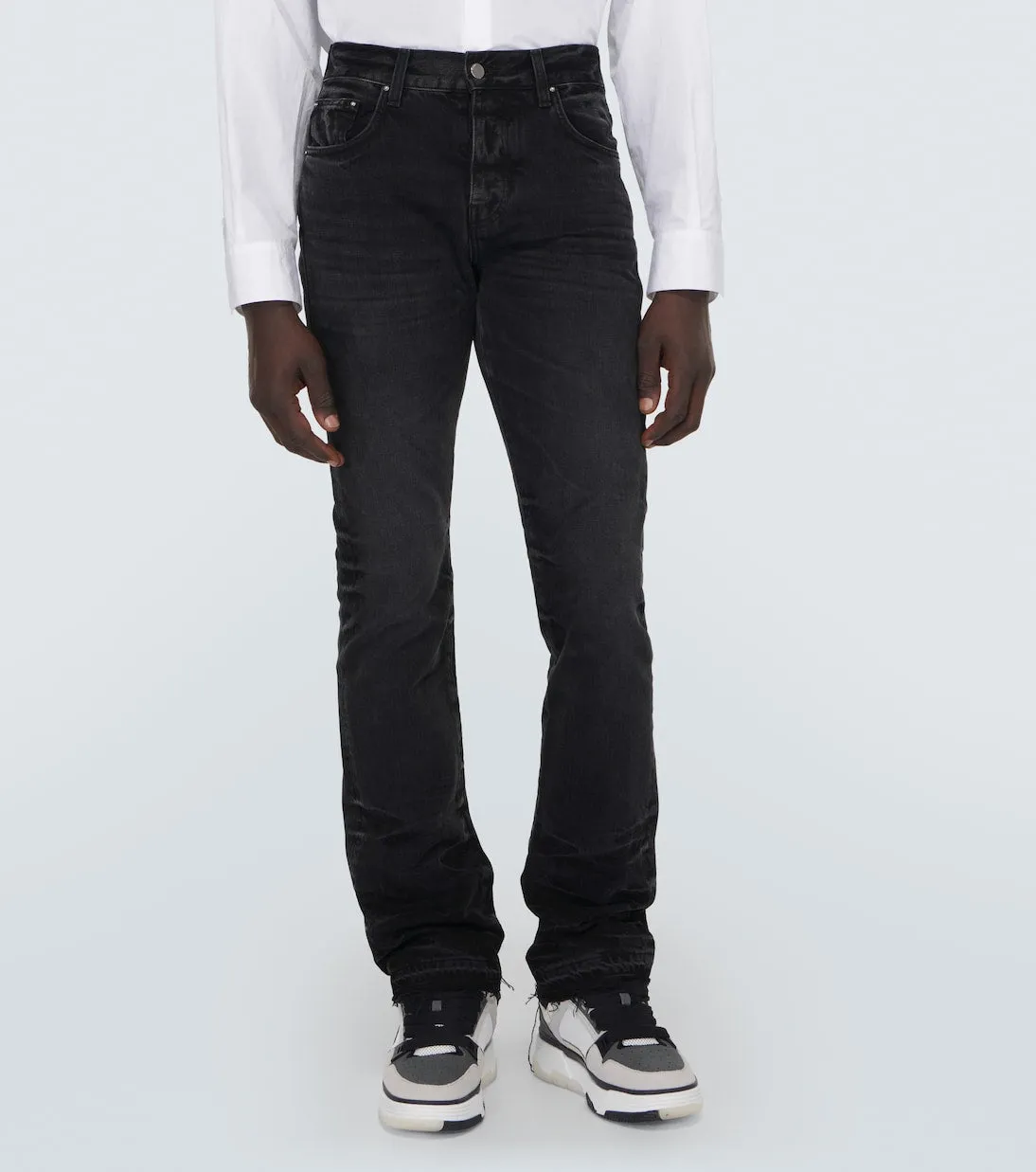 Amiri distressed straight jeans, black
