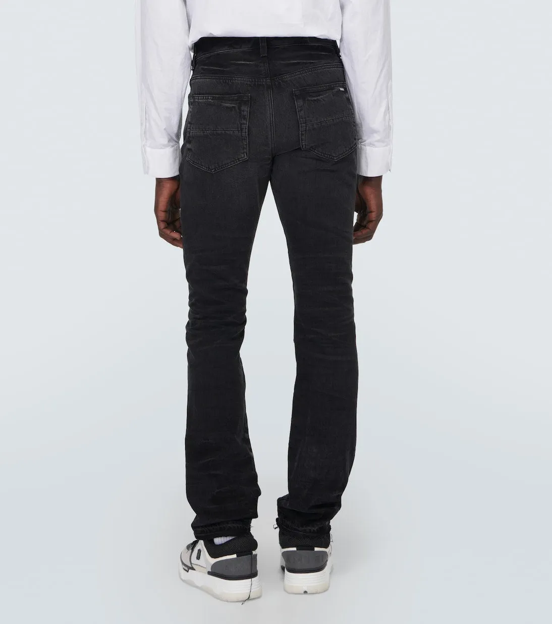 Amiri distressed straight jeans, black