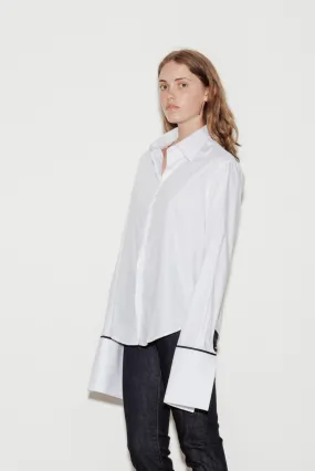 Anne Cotton Twill Shirt with Black Silk Trim