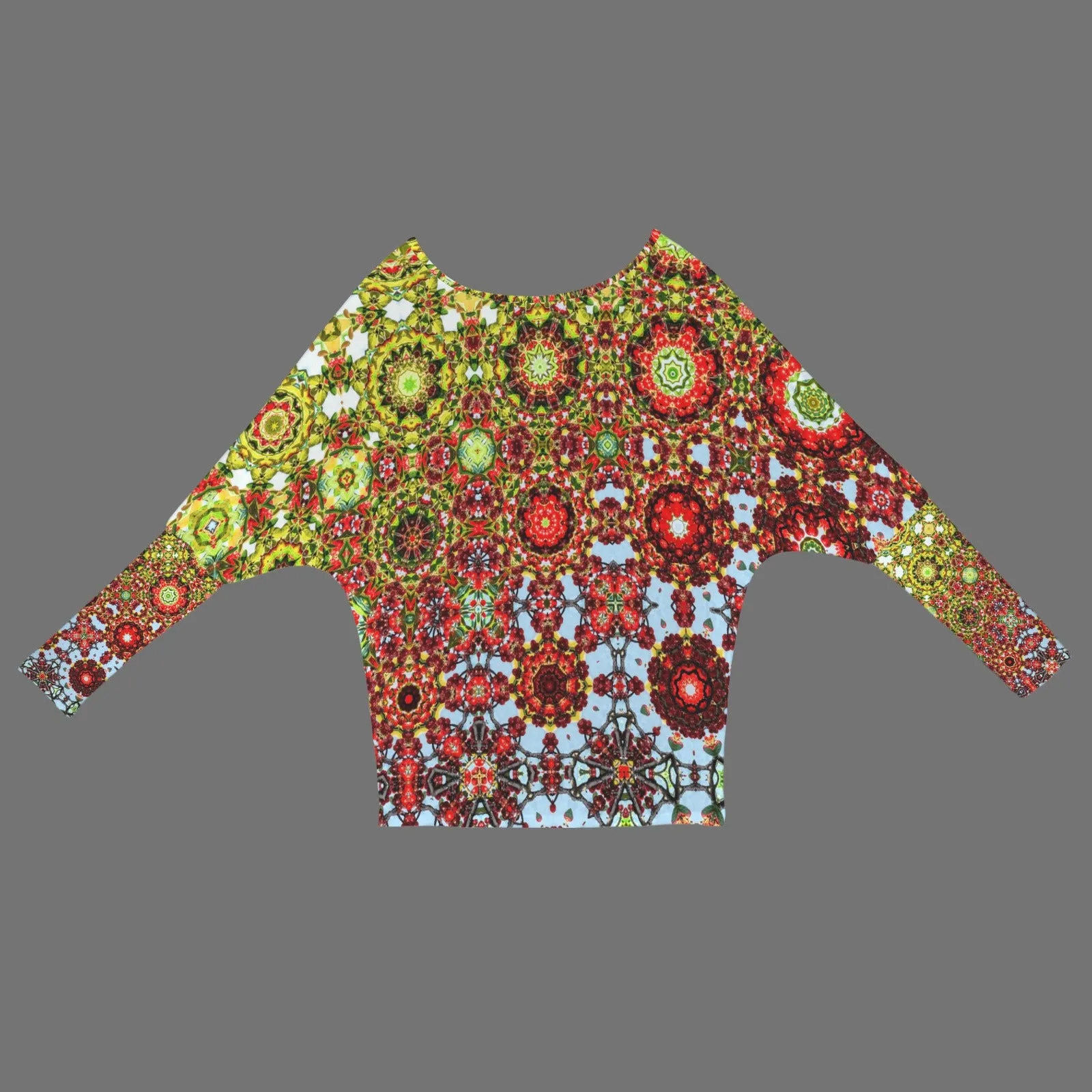 Batwing Long Sleeve Sweater Buffalo Berries Red Blue Green