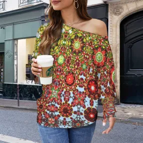 Batwing Long Sleeve Sweater Buffalo Berries Red Blue Green