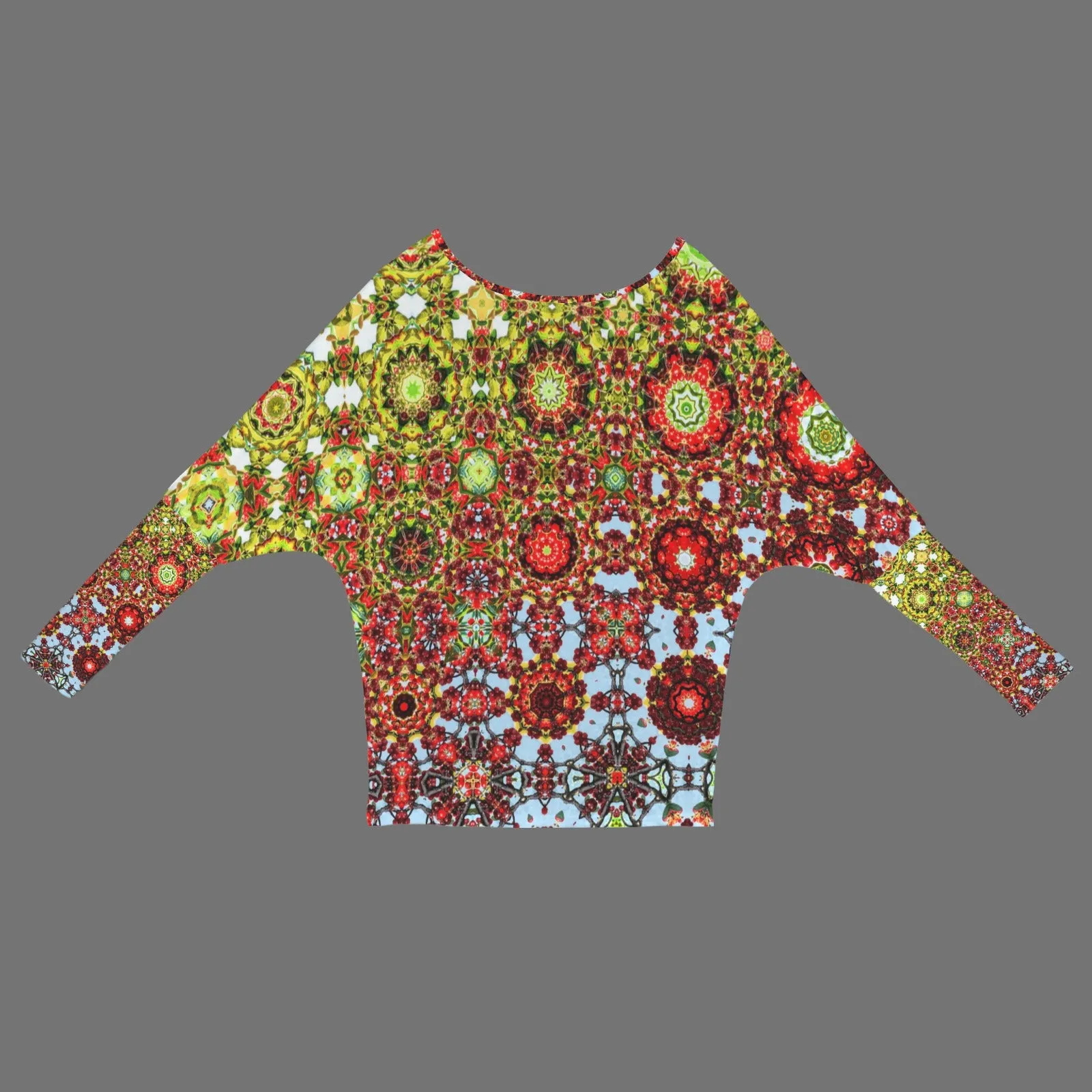 Batwing Long Sleeve Sweater Buffalo Berries Red Blue Green