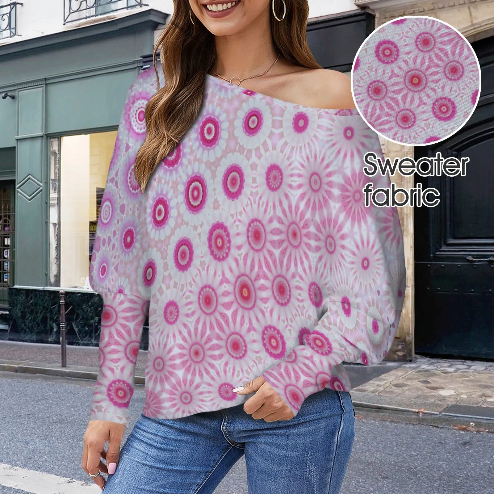 Batwing Long Sleeve Sweater Peonies