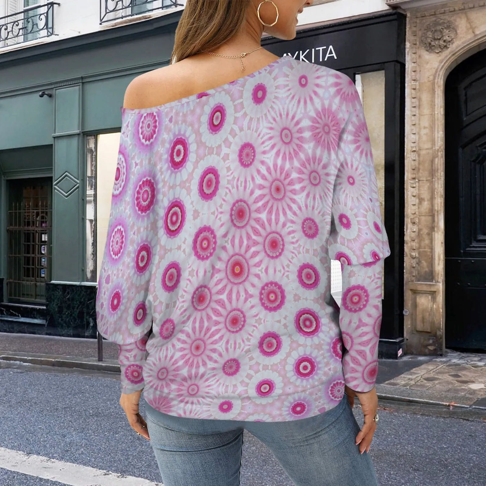 Batwing Long Sleeve Sweater Peonies