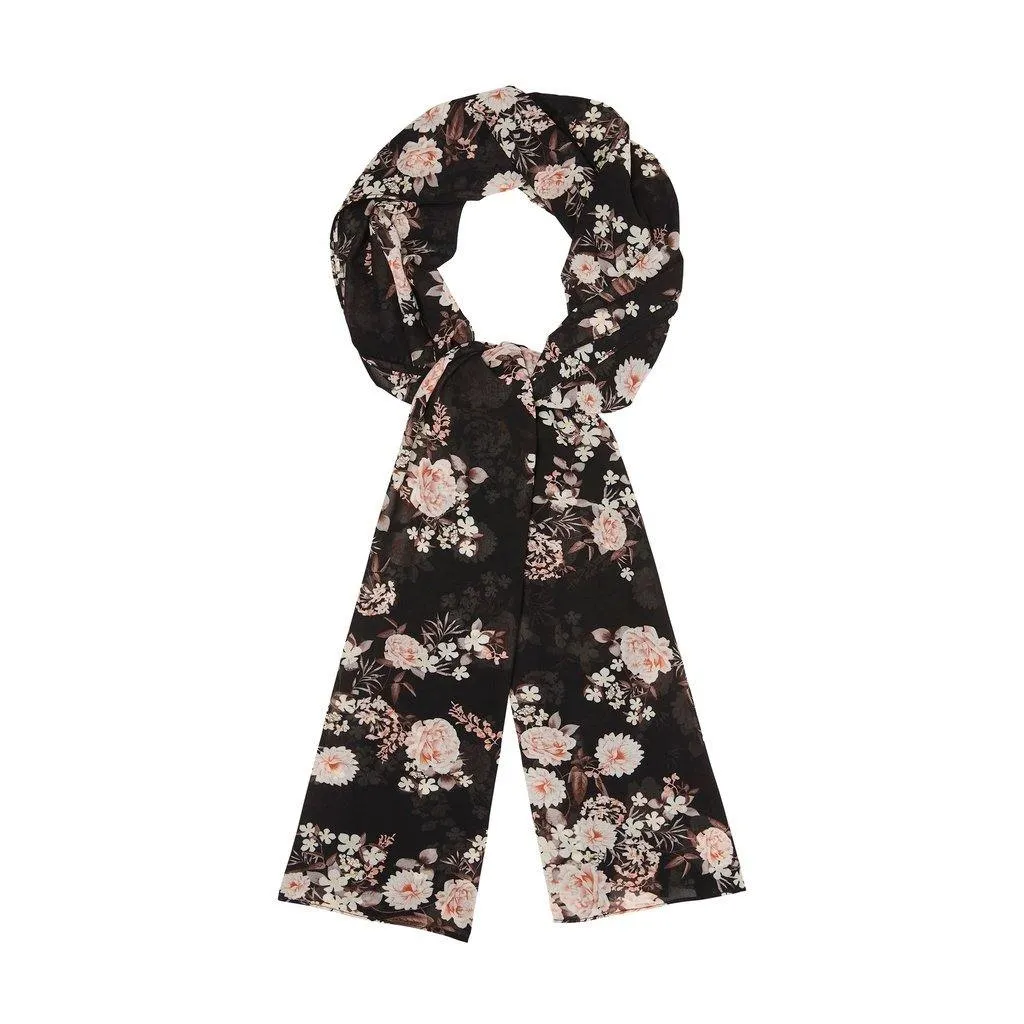 Black and Coral Floral Hijab