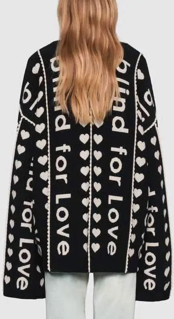 'Blind for Love' Black & White Knit Cardigan