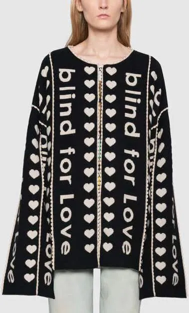 'Blind for Love' Black & White Knit Cardigan