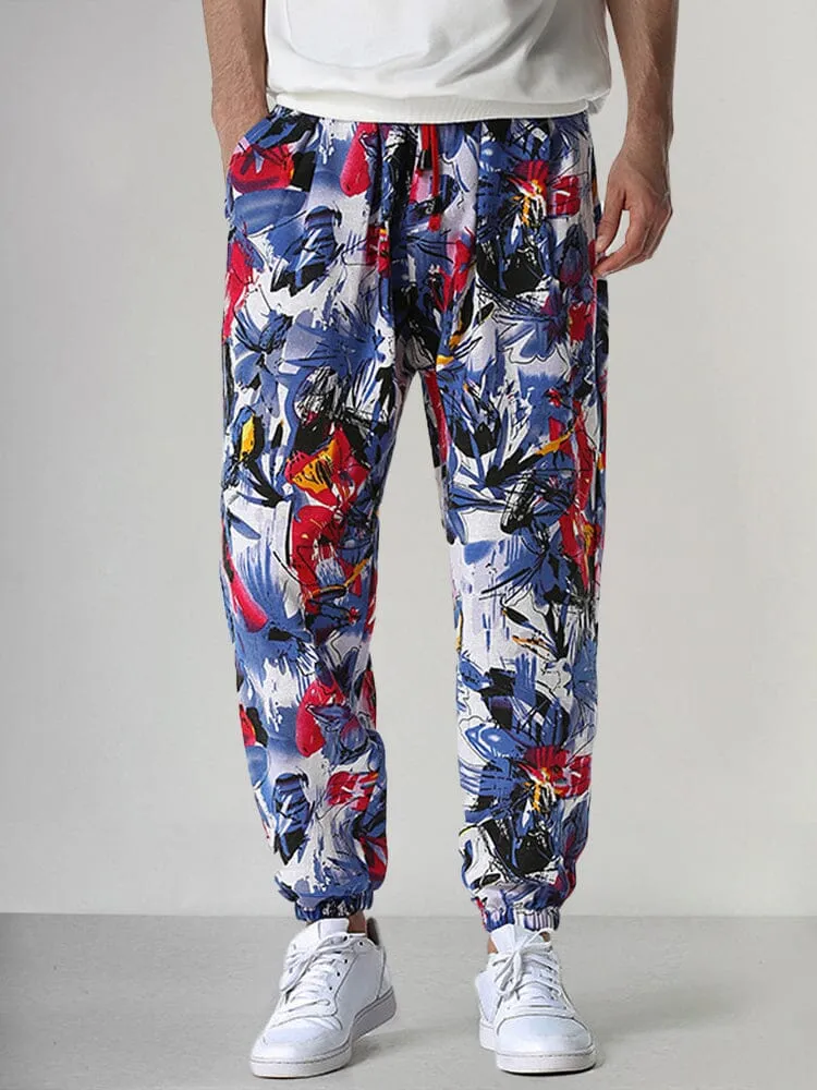 Casual Printed Cotton Linen Lantern Pants