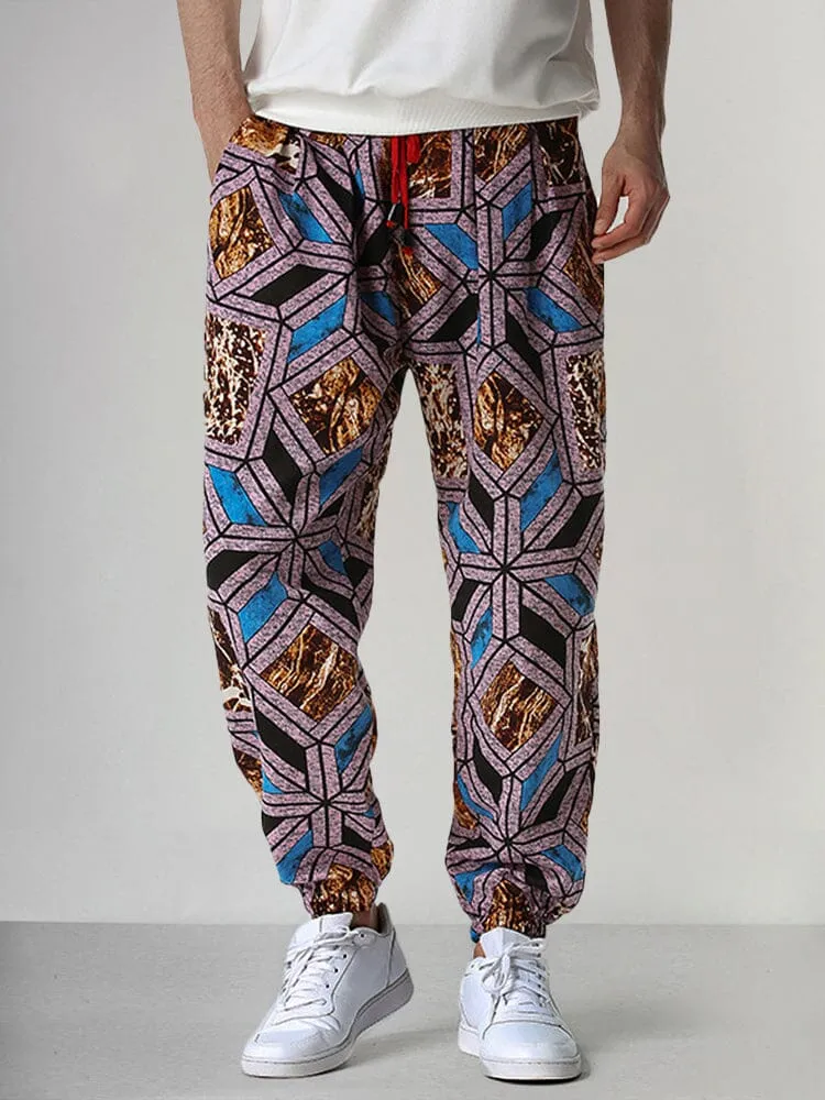 Casual Printed Cotton Linen Lantern Pants