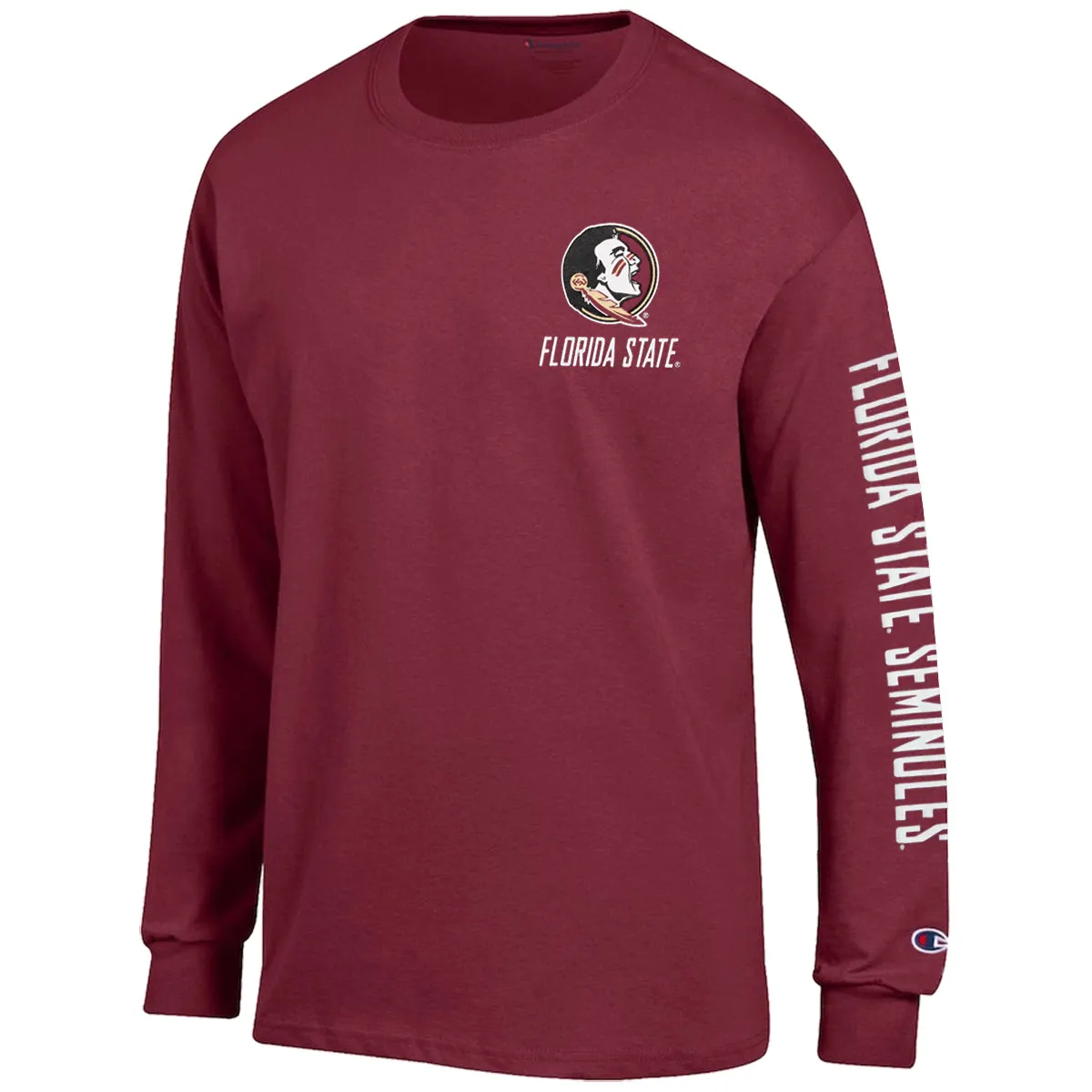 Champion Adult/Unisex Seminole Logo/Florida State Seminoles Design Long Sleeve T-shirt - Garnet