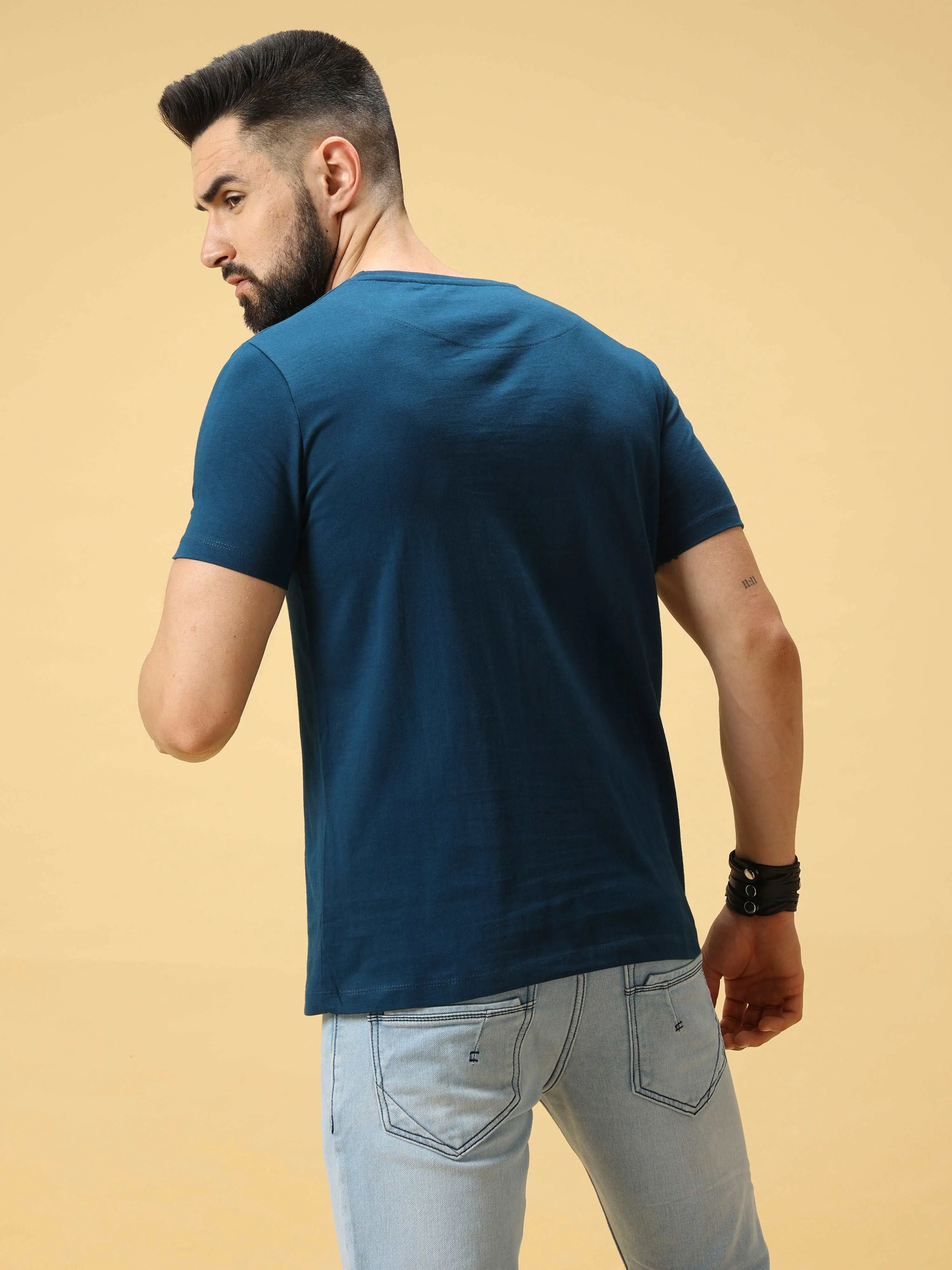 Chest Screen Red/Grey Print Crew Neck T-Shirt