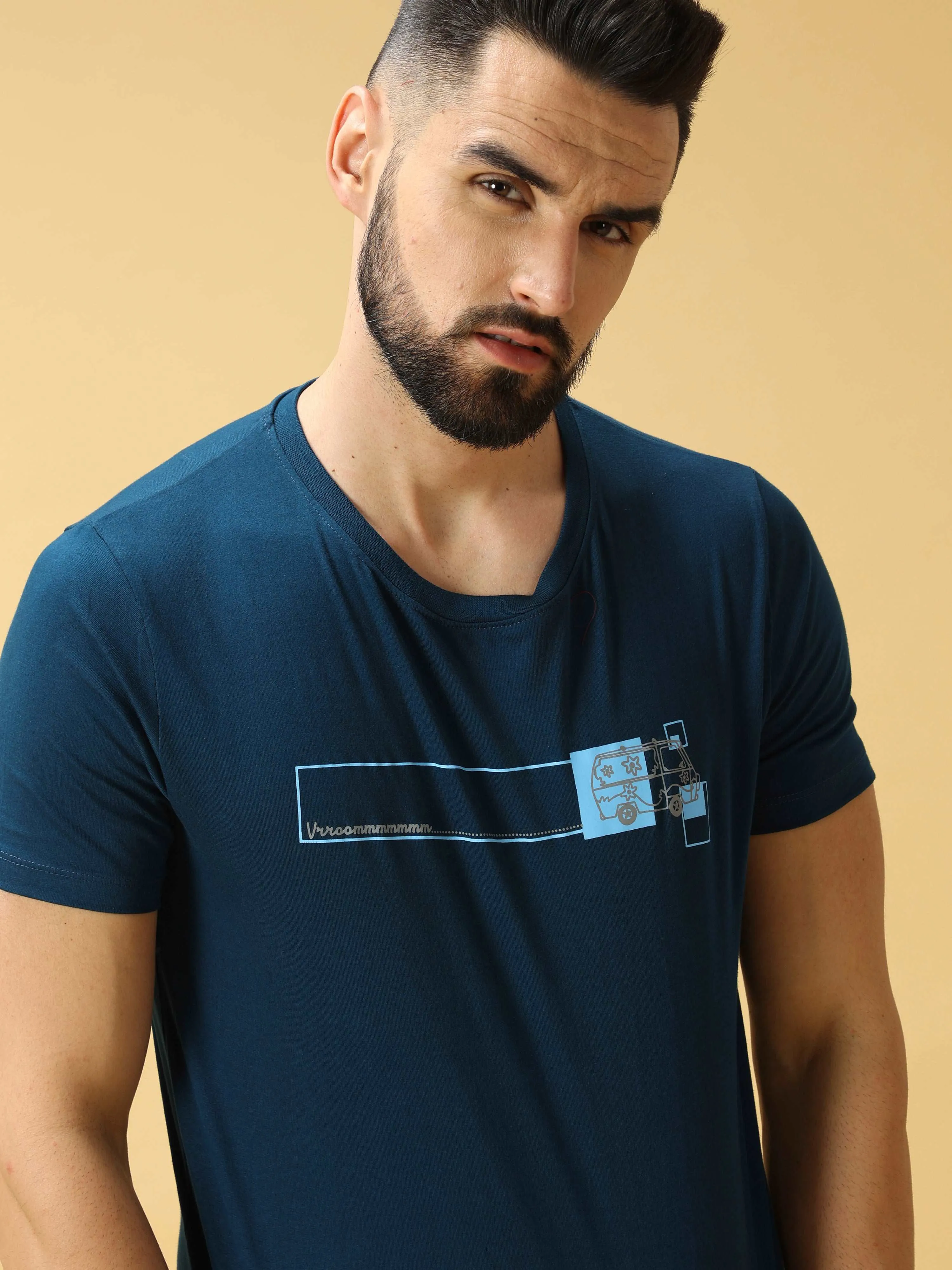 Chest Screen Red/Grey Print Crew Neck T-Shirt