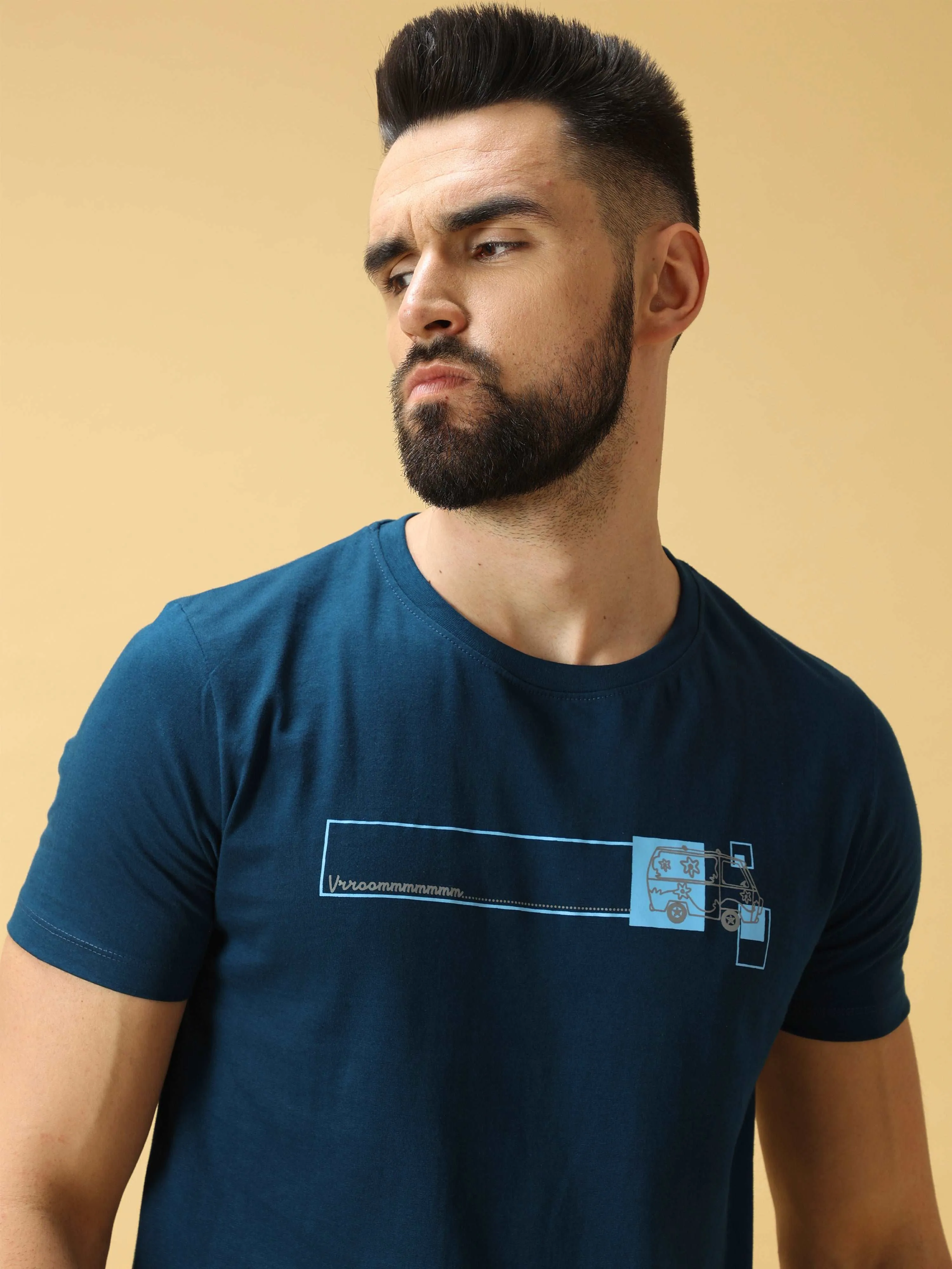 Chest Screen Red/Grey Print Crew Neck T-Shirt