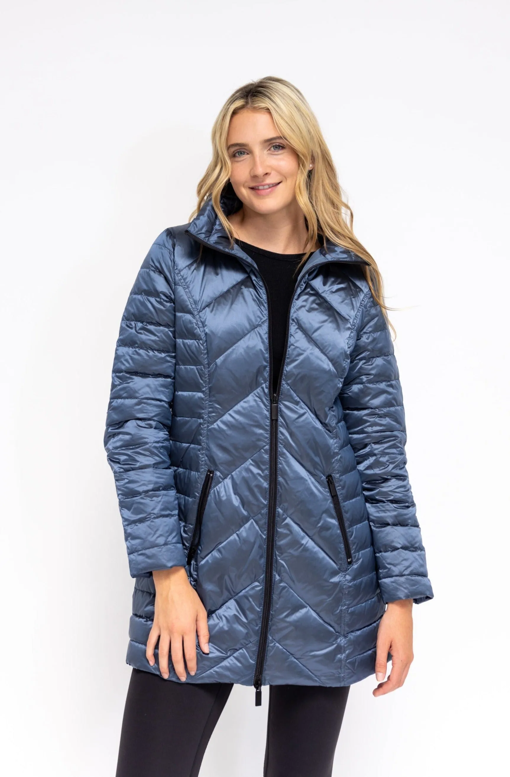 Premium Chevron-Patterned Quilted Winter Coat
