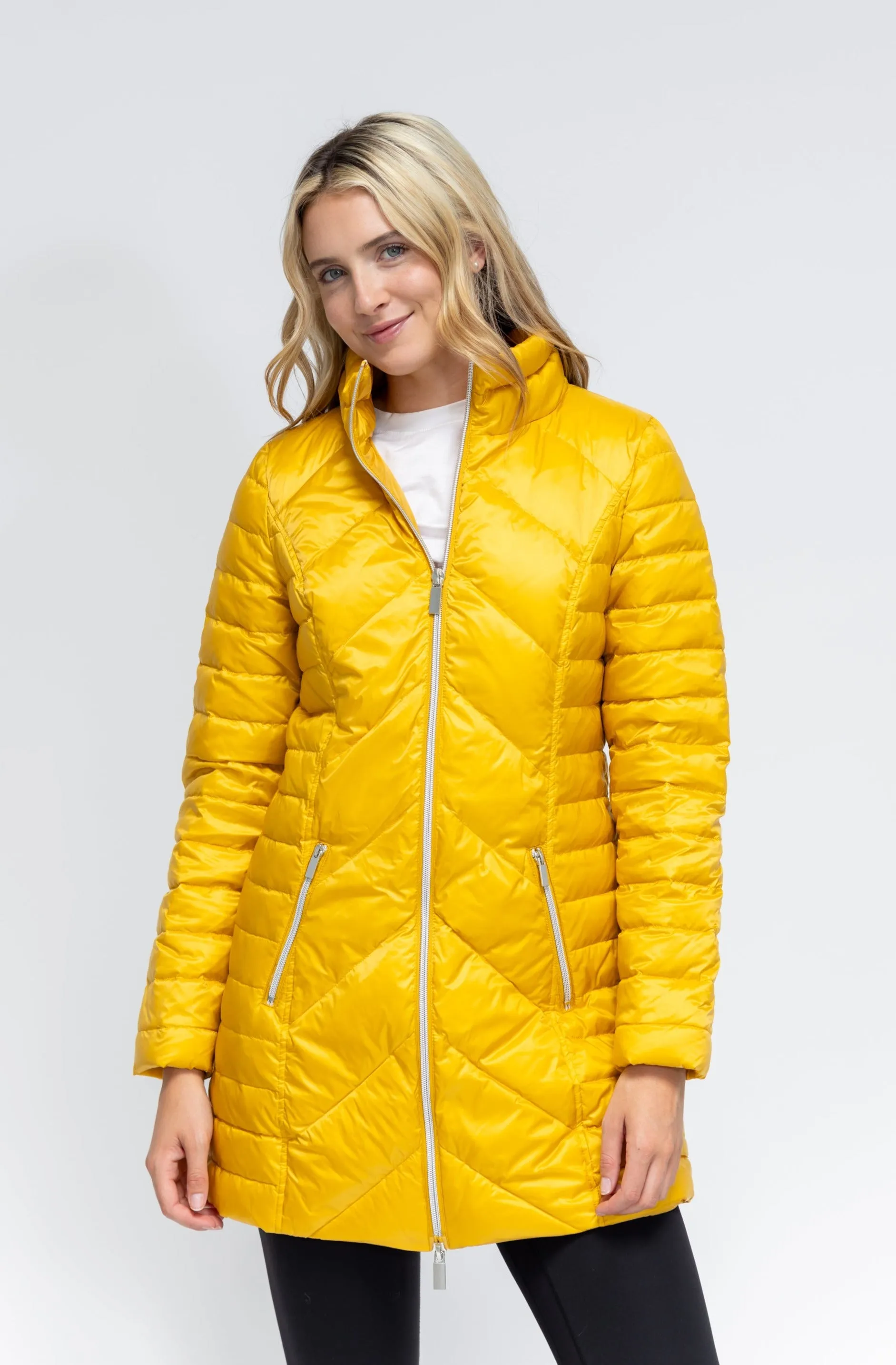 Premium Chevron-Patterned Quilted Winter Coat