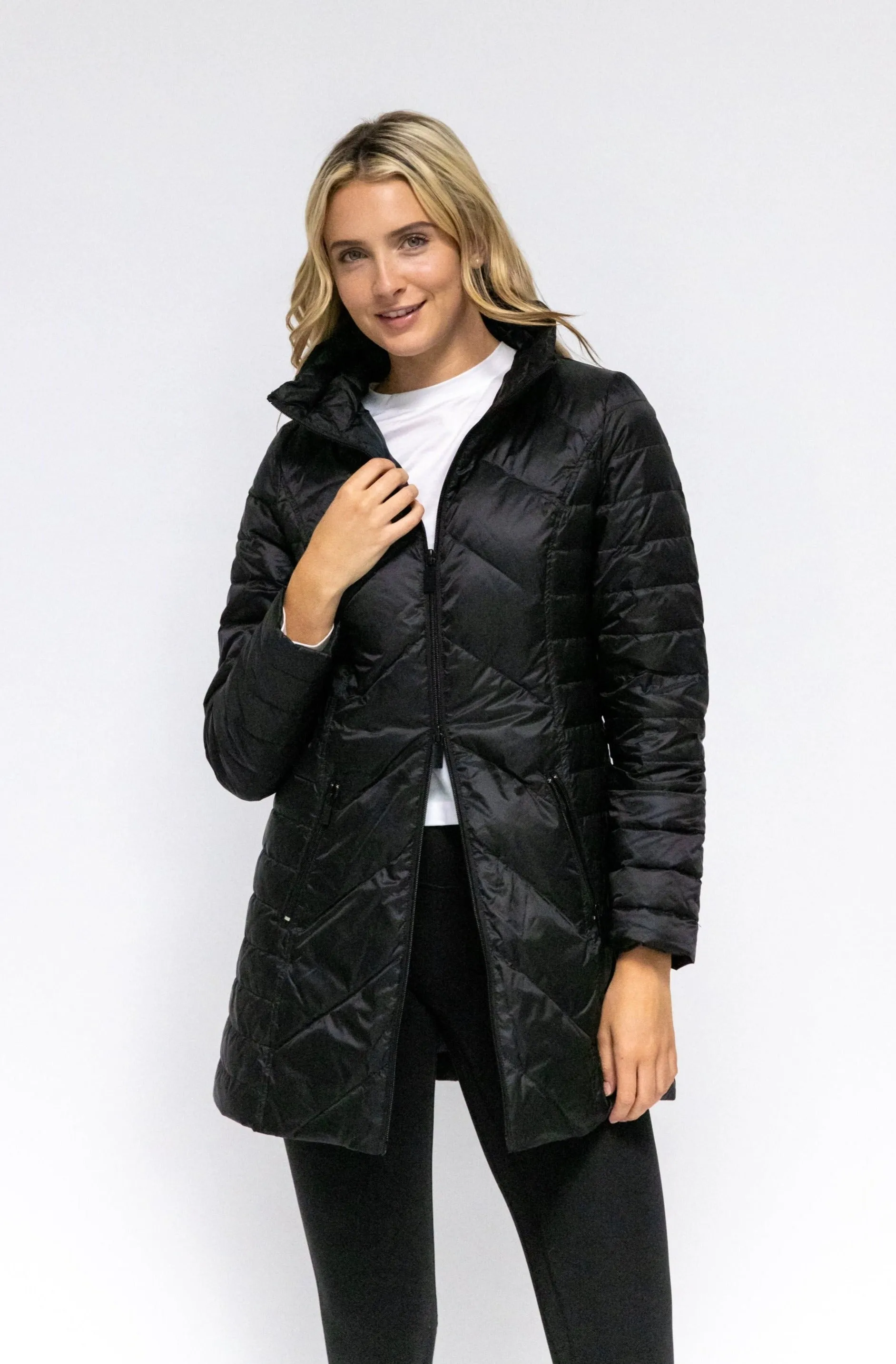Premium Chevron-Patterned Quilted Winter Coat