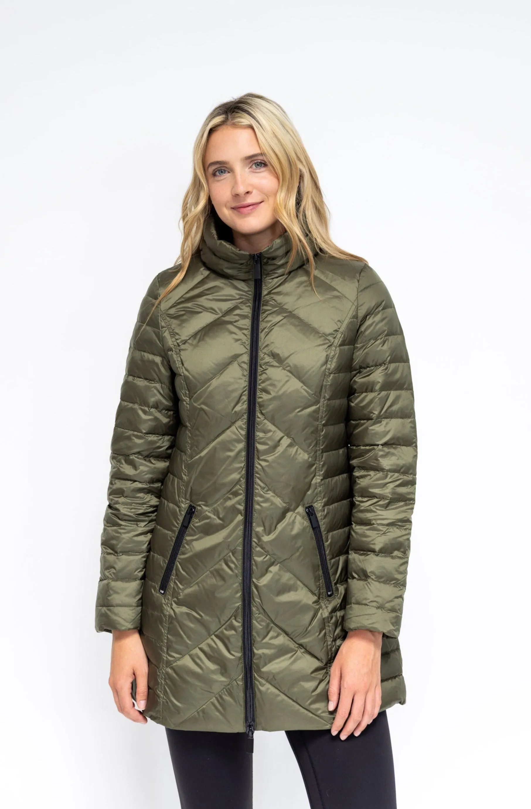 Premium Chevron-Patterned Quilted Winter Coat