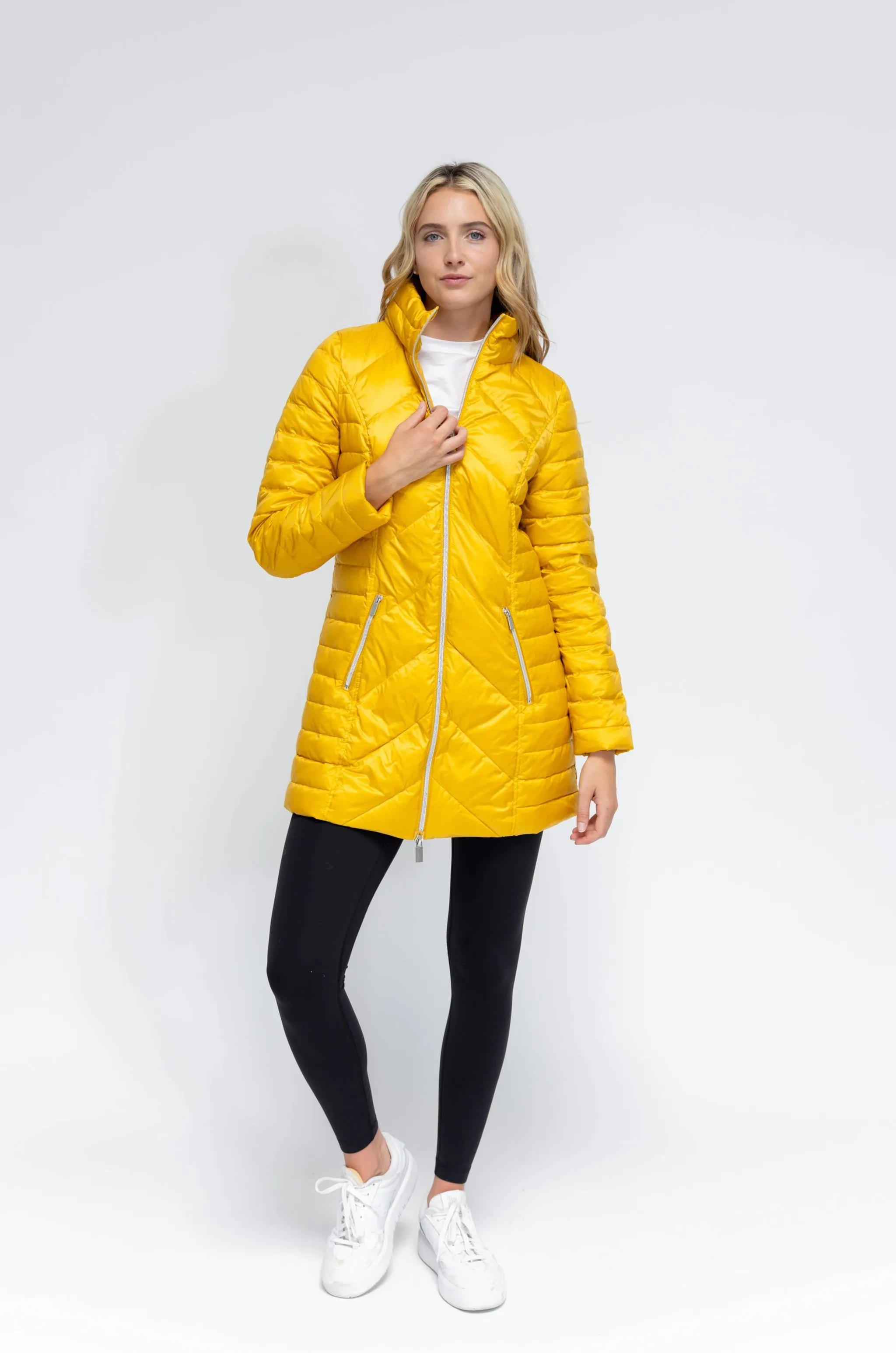 Premium Chevron-Patterned Quilted Winter Coat