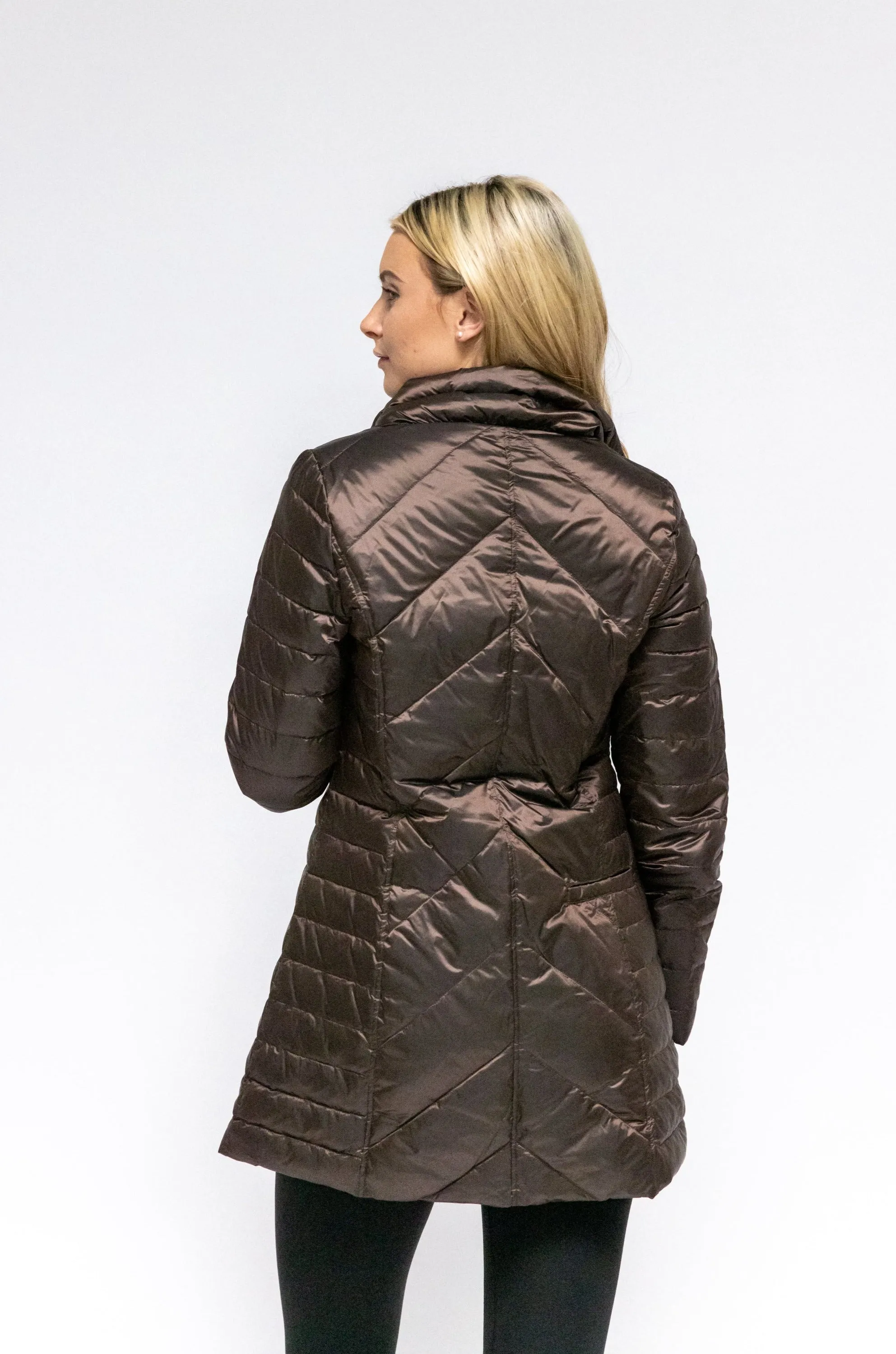 Premium Chevron-Patterned Quilted Winter Coat
