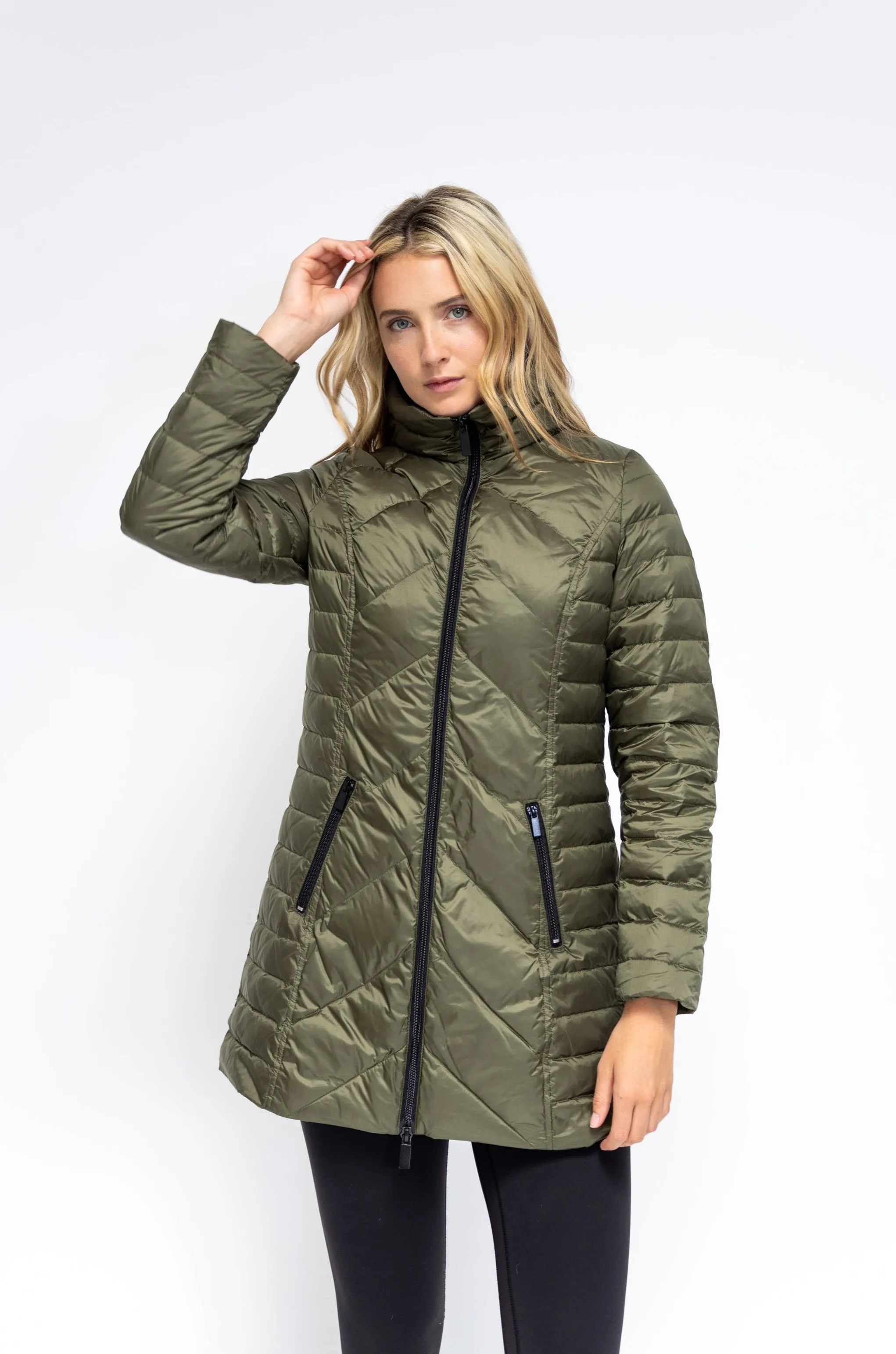 Premium Chevron-Patterned Quilted Winter Coat