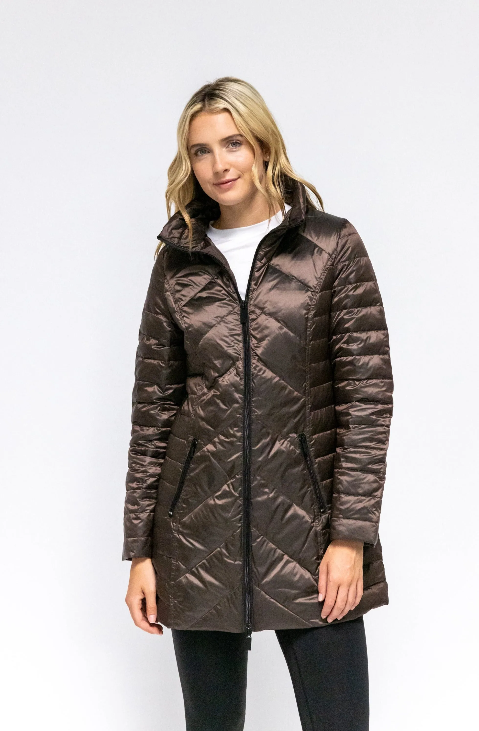 Premium Chevron-Patterned Quilted Winter Coat