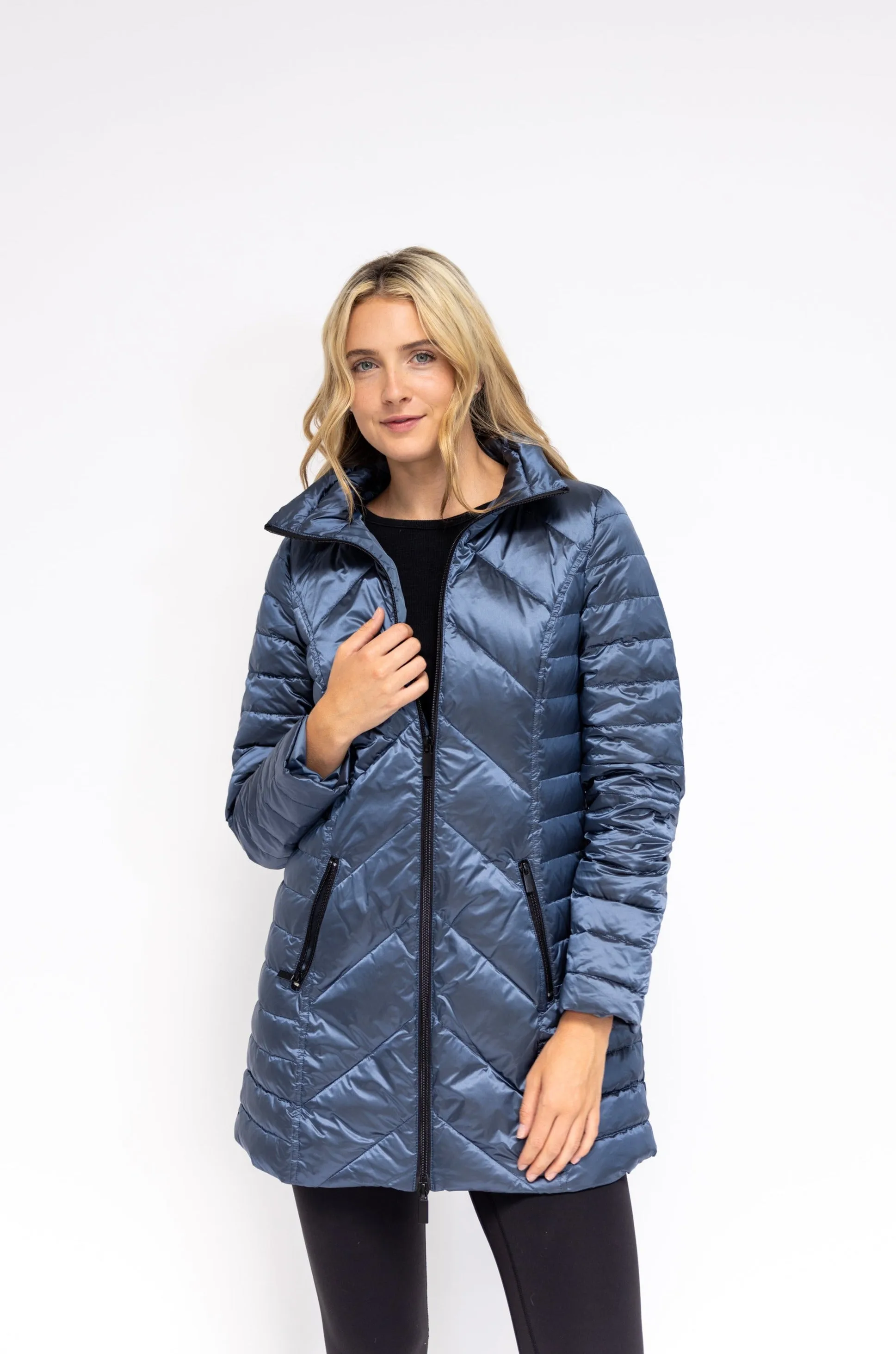 Premium Chevron-Patterned Quilted Winter Coat