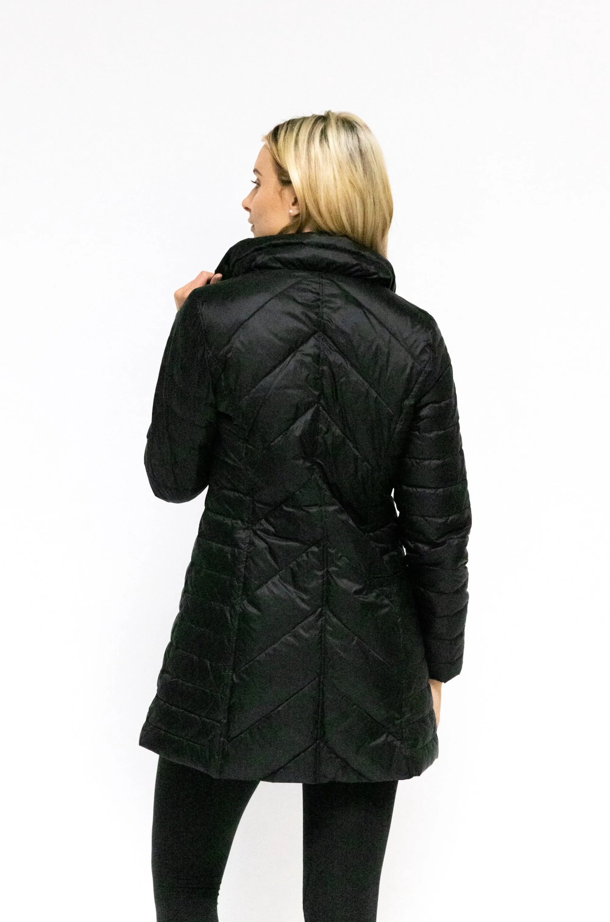 Premium Chevron-Patterned Quilted Winter Coat