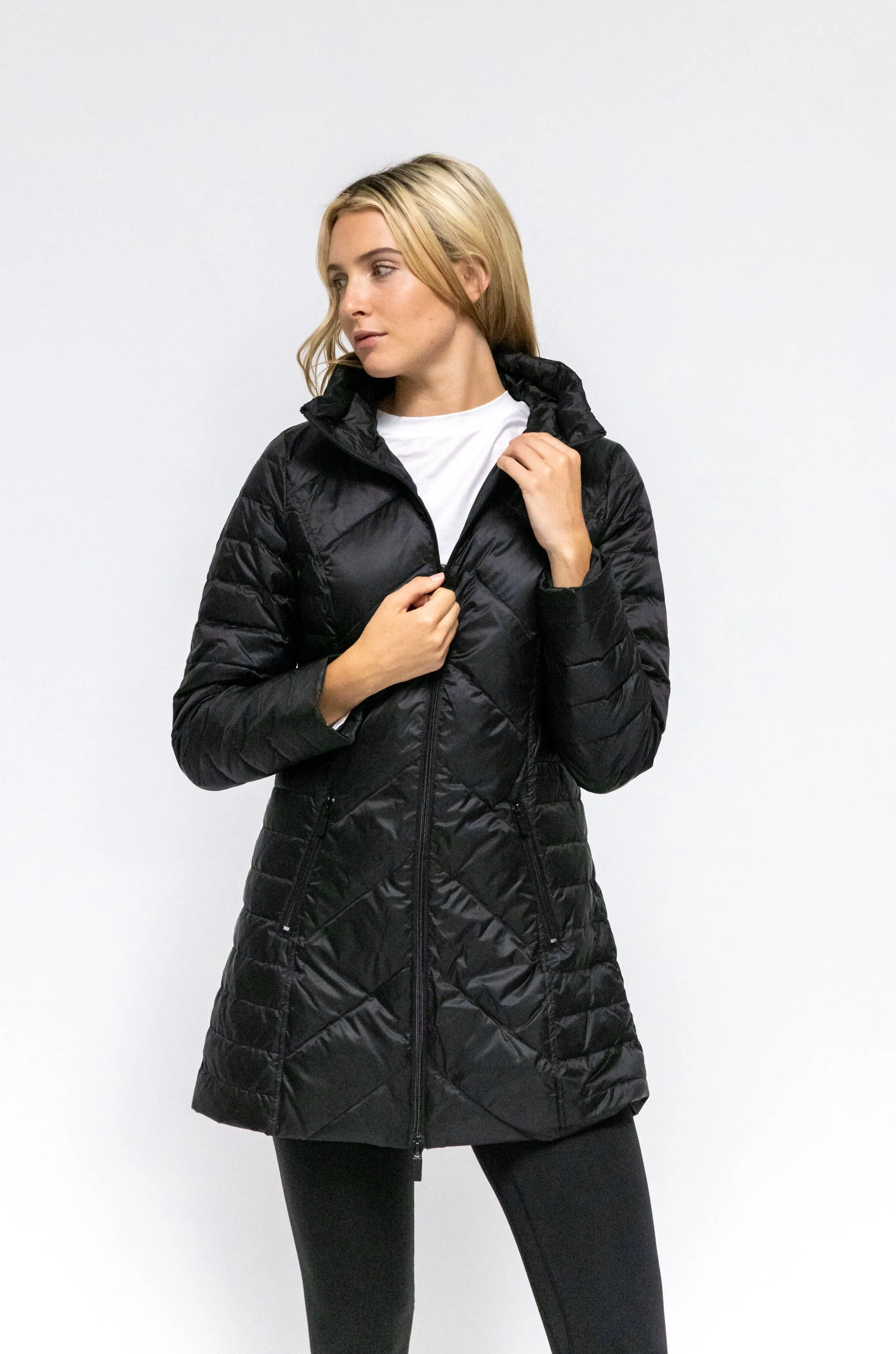 Premium Chevron-Patterned Quilted Winter Coat