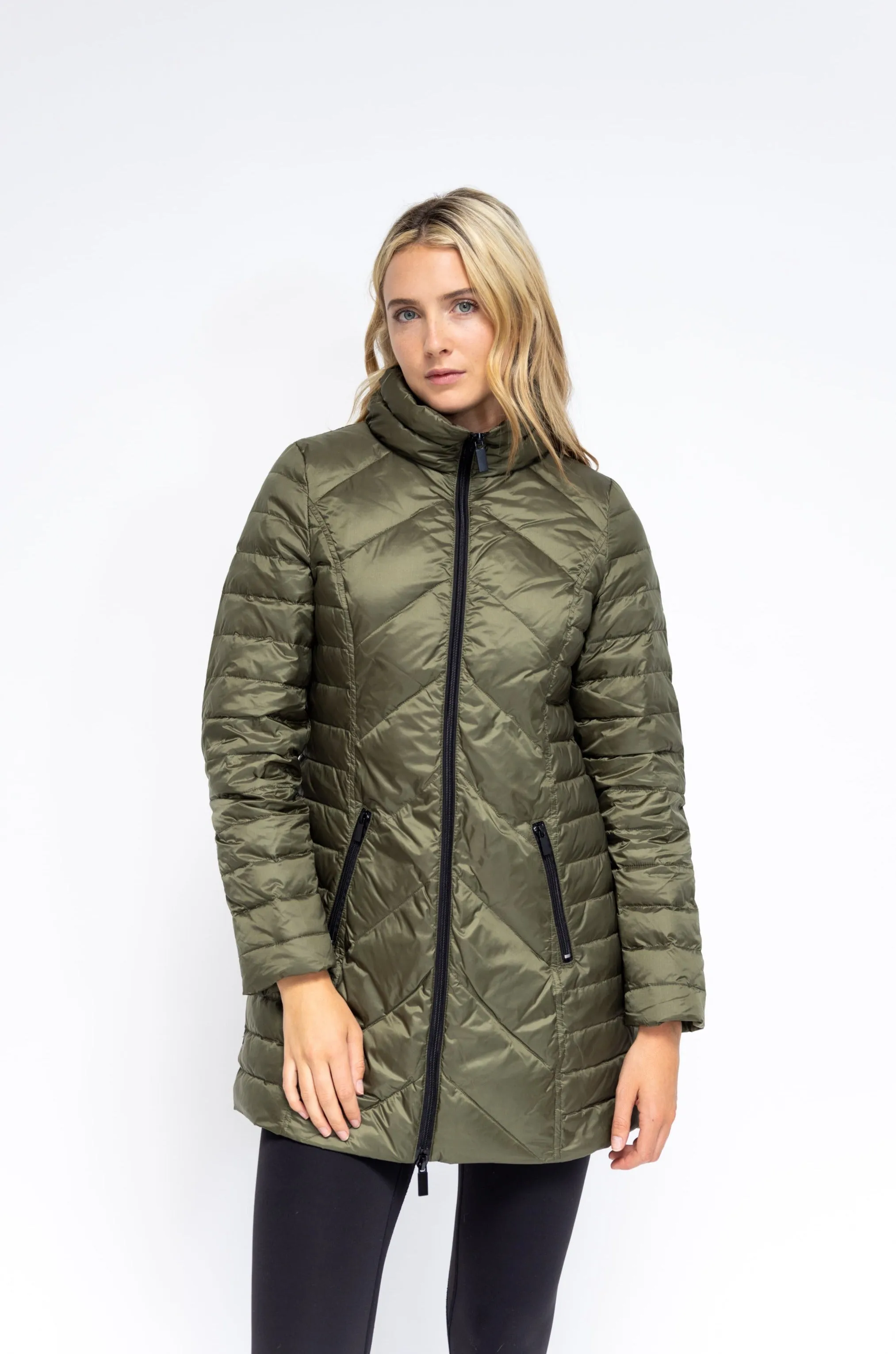Premium Chevron-Patterned Quilted Winter Coat