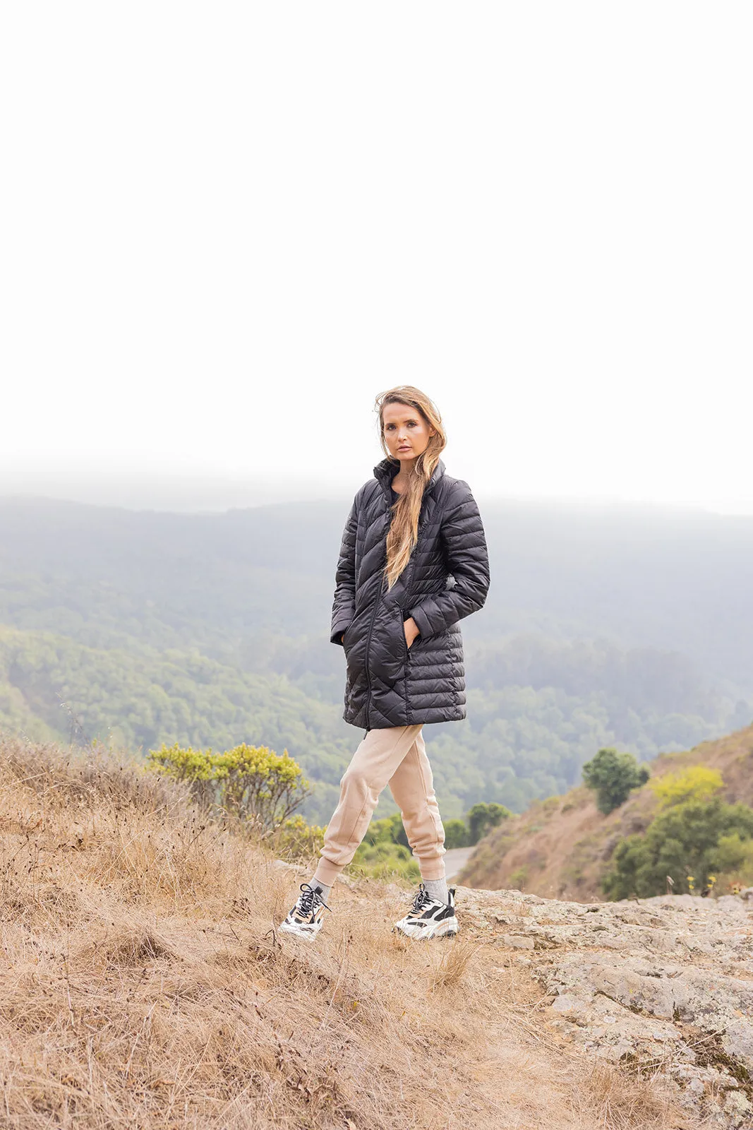 Premium Chevron-Patterned Quilted Winter Coat