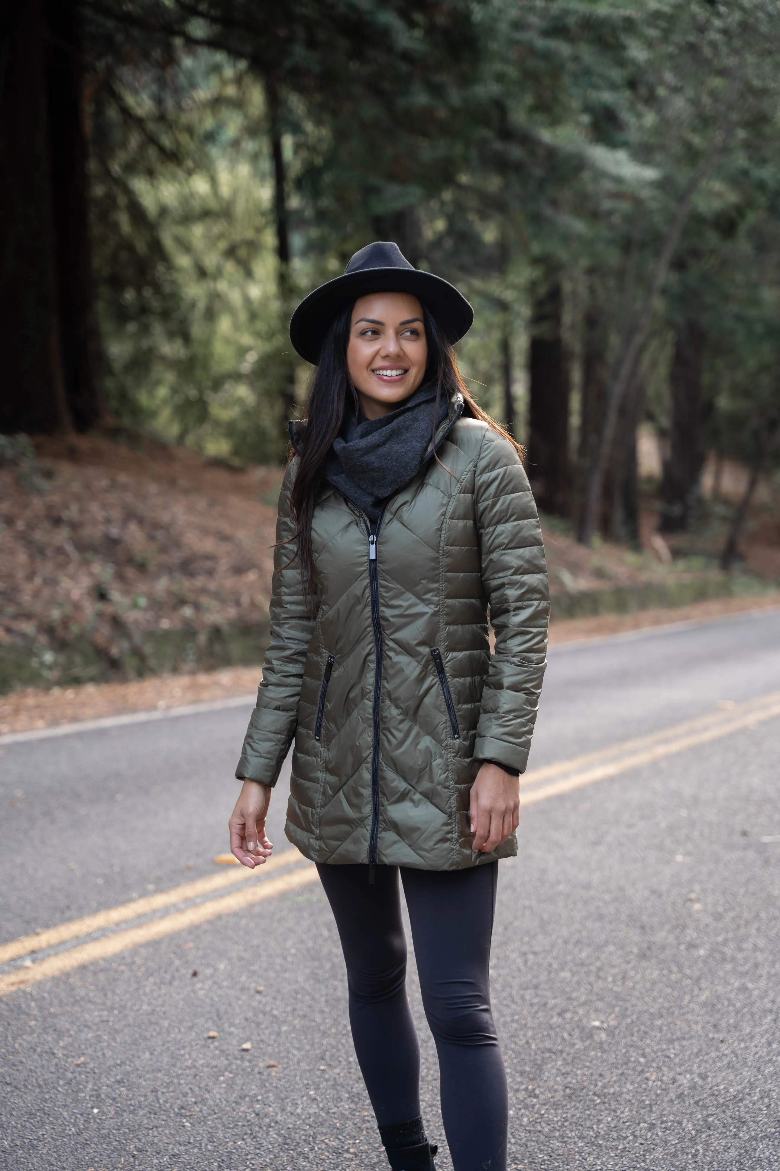Premium Chevron-Patterned Quilted Winter Coat
