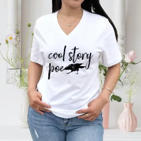 Cool Story Edgar Allan Poe Book Worm Shirt | Raven Book Lover Shirt | Unisex Jersey V-neck T-shirt