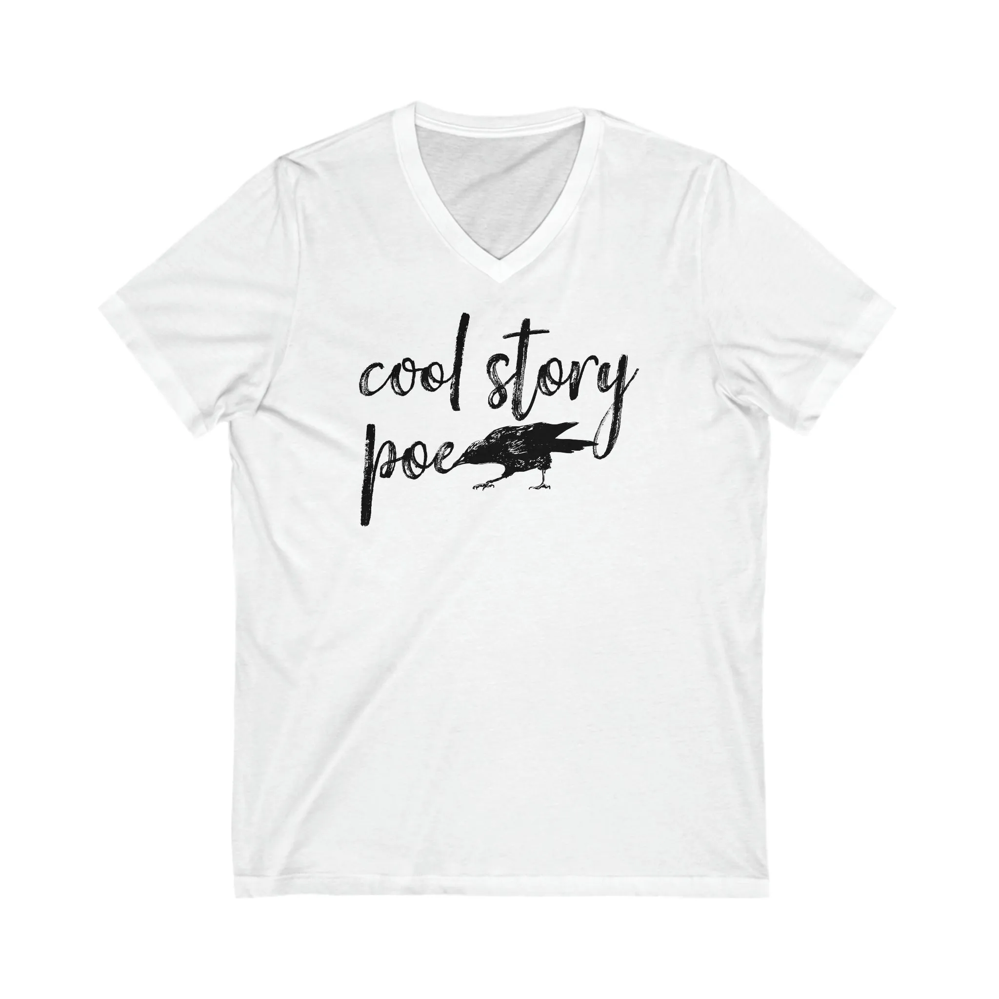 Cool Story Edgar Allan Poe Book Worm Shirt | Raven Book Lover Shirt | Unisex Jersey V-neck T-shirt