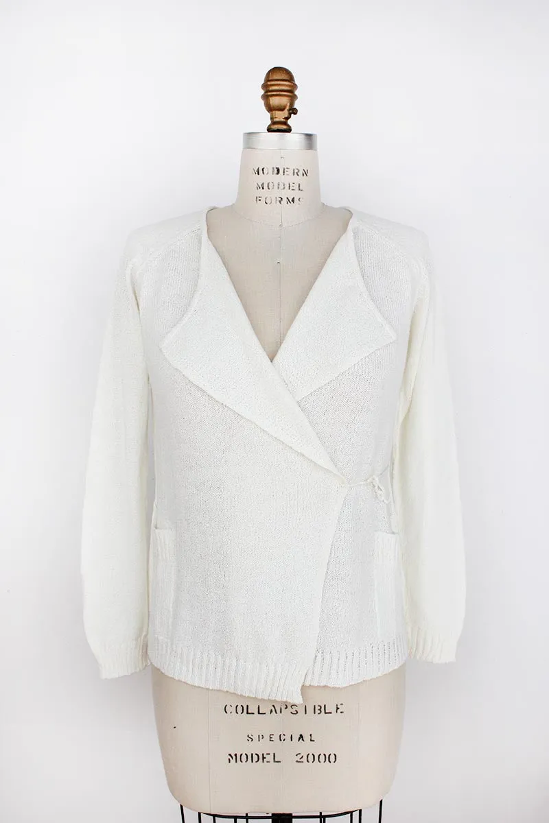 Cotton Bamboo Blend Knit Trapani Tie Cardigan