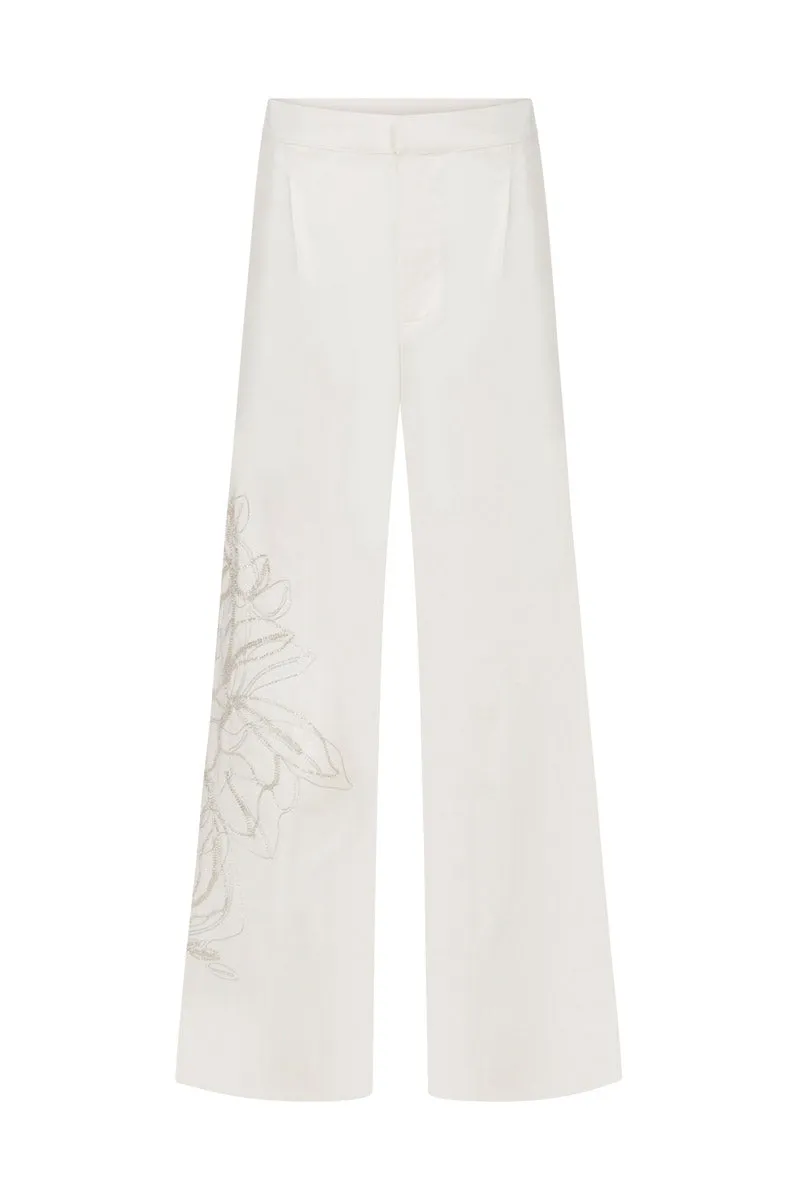COTTON PANTS WITH EMBROIDERY