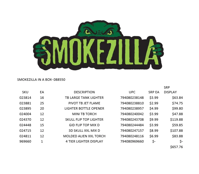 Curated Smokezilla Countertop Lighter Display - 4 Tier 88550
