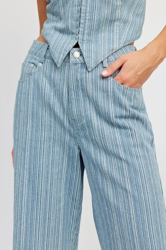 Denim Two Piece Set - Pants