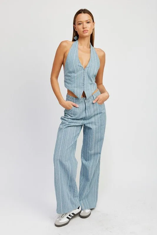 Denim Two Piece Set - Pants