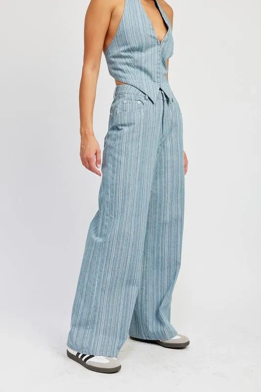 Denim Two Piece Set - Pants