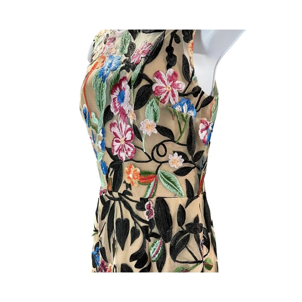 Dress The Population Holland Embroidered Floral Midi Dress Size Small New