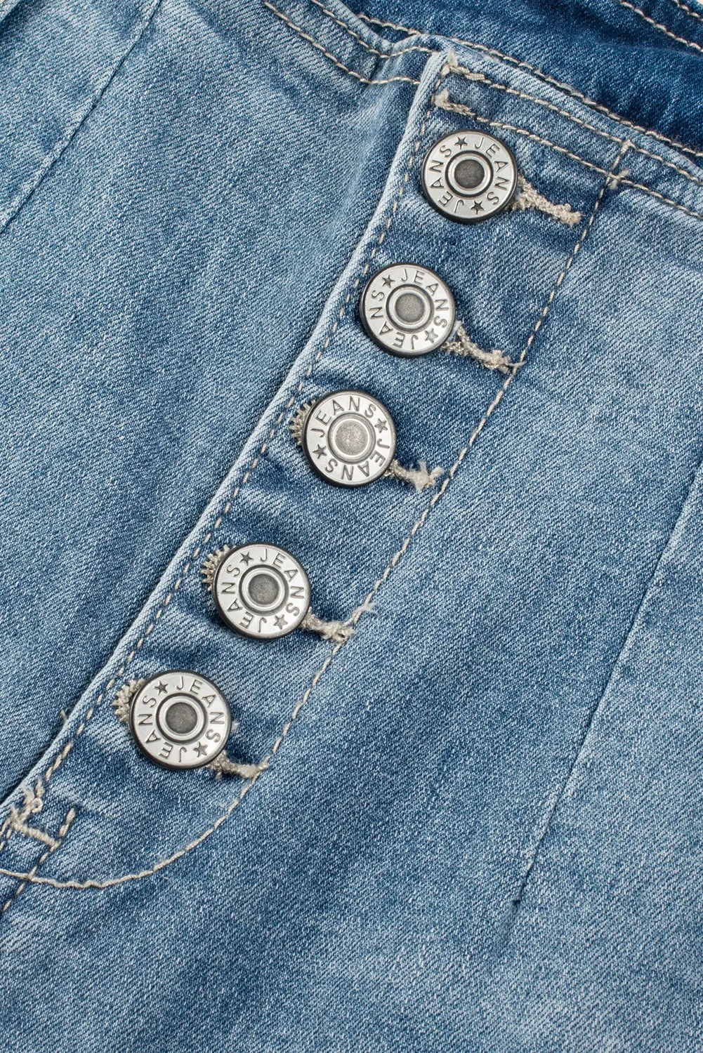 Dusk Blue Button Up Medium Wash Straight Loose Leg Jeans