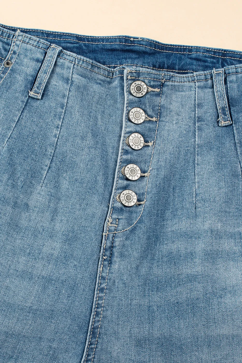 Dusk Blue Button Up Medium Wash Straight Loose Leg Jeans