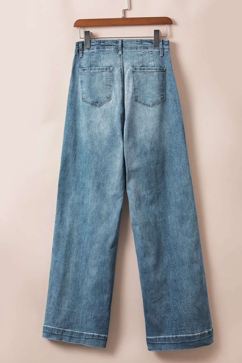 Dusk Blue Button Up Medium Wash Straight Loose Leg Jeans
