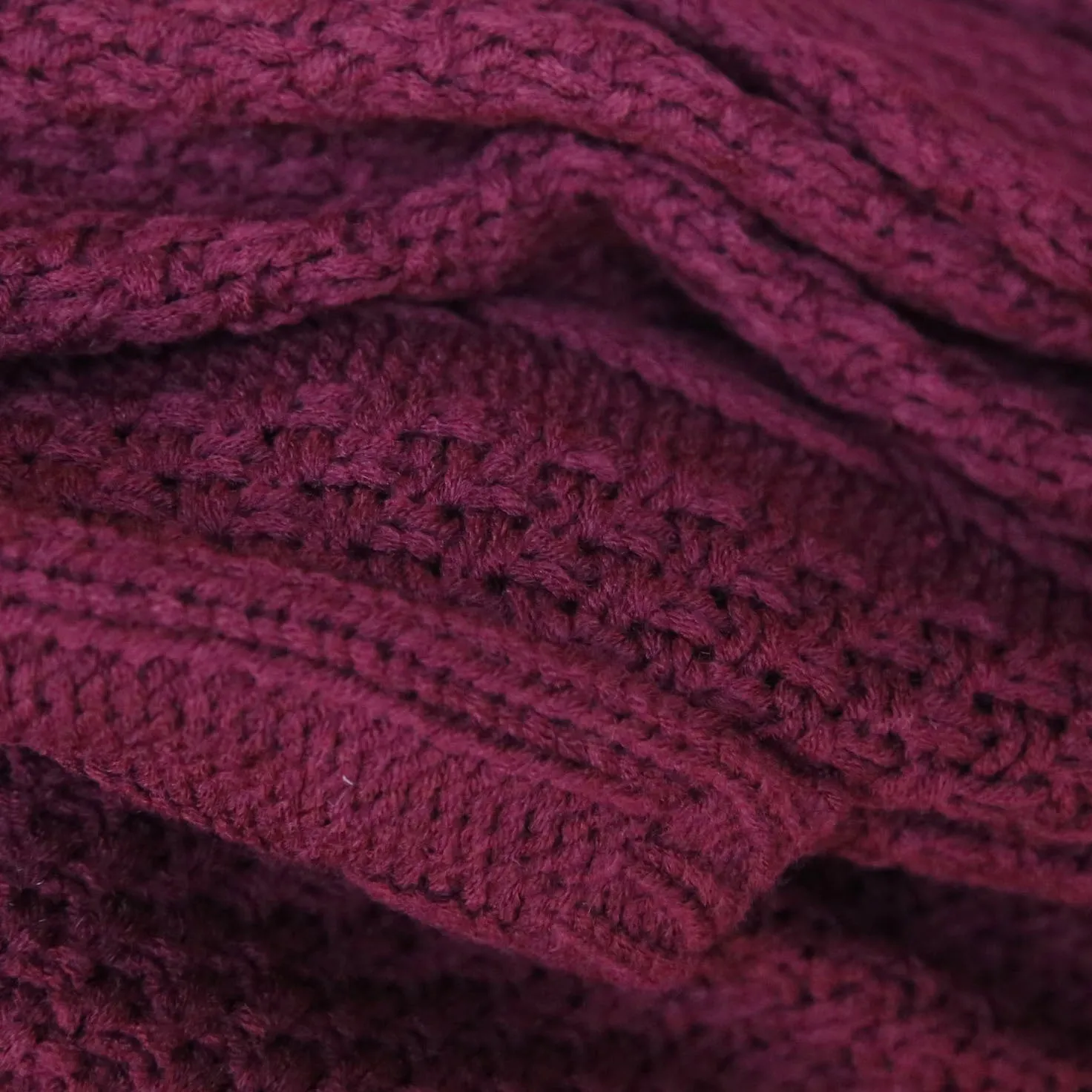 Final Sale - Dreamers by Debut Cable Knit Open Cardigan - Burgundy