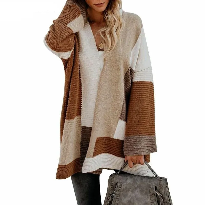 Geometric Loose Cardigan Long Sweater - S-XL