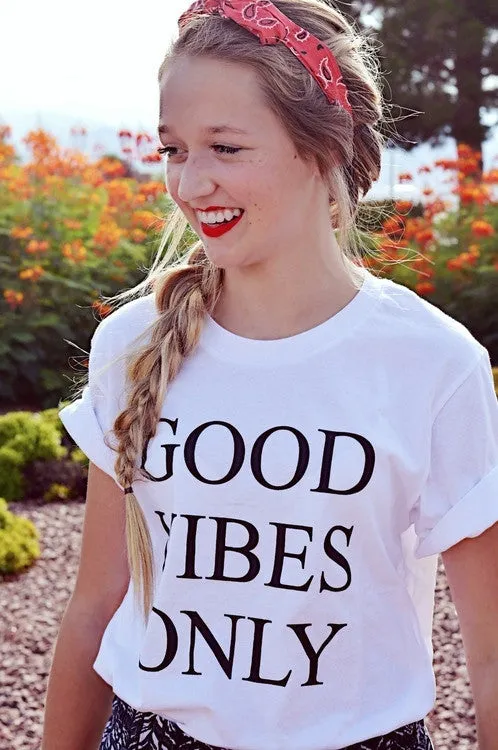 Good Vibes Only White Graphic Unisex Tee